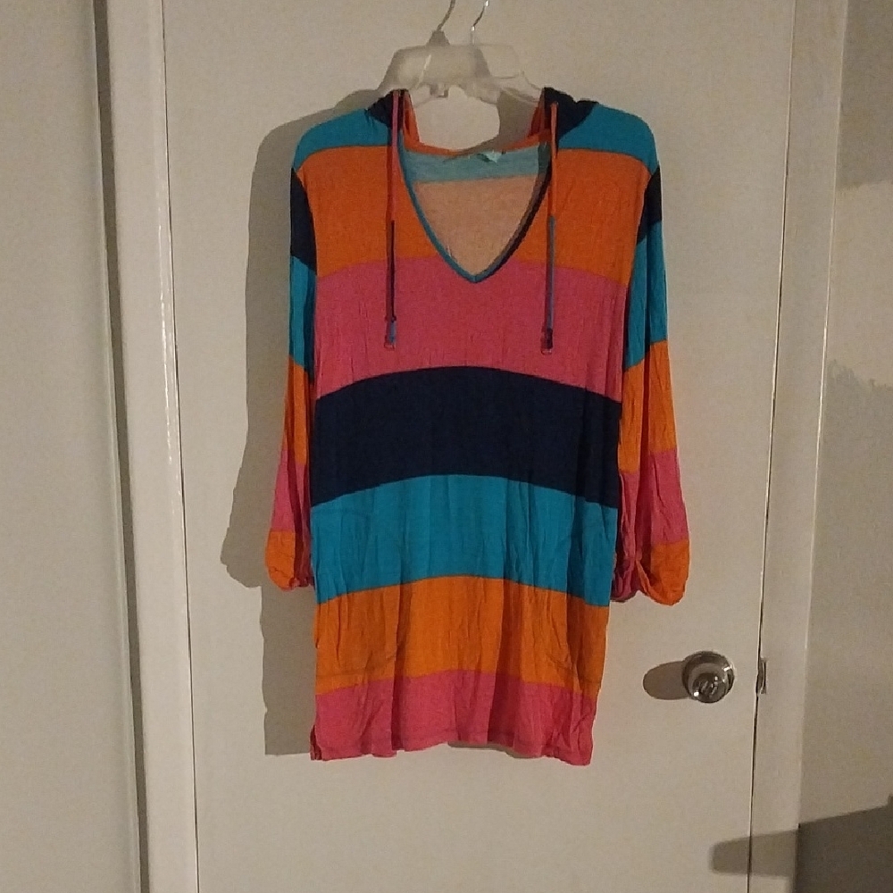 Colorful Striped Women's Swim Coverup
